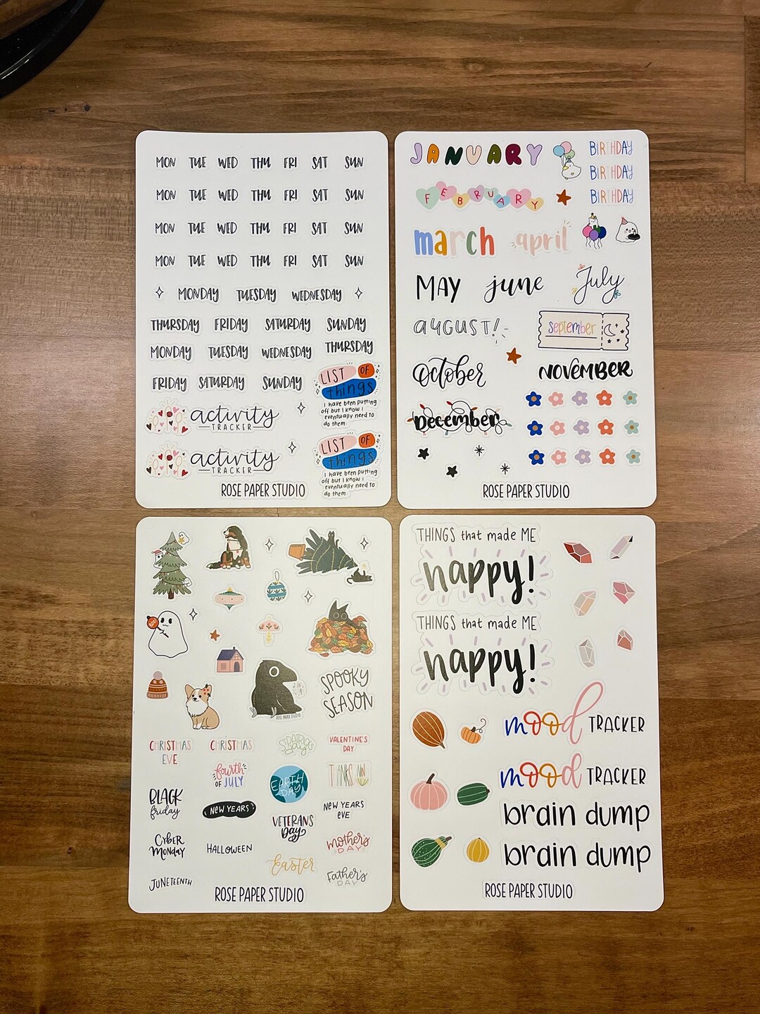 Bullet Journal Sticker Sheets | Hand-drawn Planner & Calendar Stickers ...