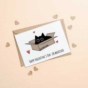 Fijne Valentijnsdag... of welke kaart dan ook | Grappige kat Valentijnsdagkaart | Zwarte kat kaart | Moderne kalligrafiekaart | Kerstkaart voor katten