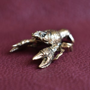 Bronze Crayfish miniature figurine - miniature statuette of bronze