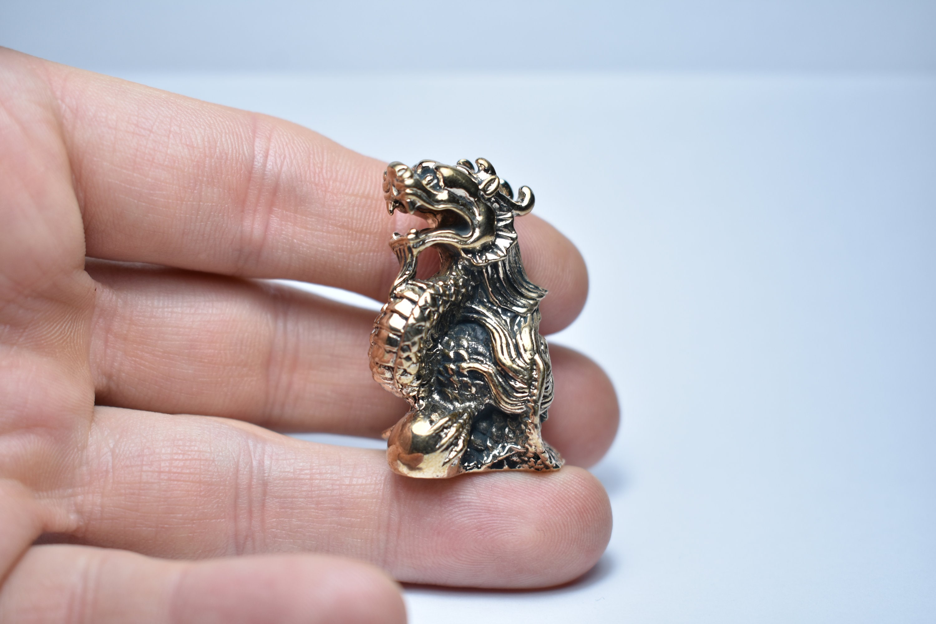 Бронзовая китайская статуэтка дракона миниатюрная статуэтка - Etsy