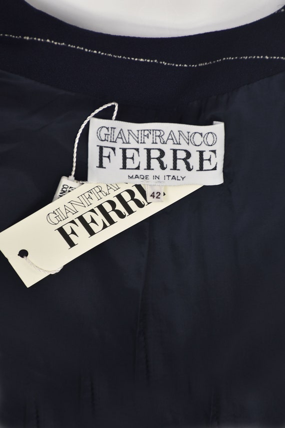 GIANFRANCO FERRE Vintage Navy Wool Crepe with Whi… - image 8