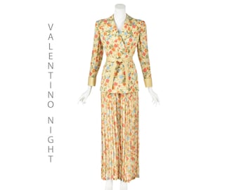 VALENTINO NIGHT Jacket & Full-Length Chiffon Pleated Pants, SIZE 4/6