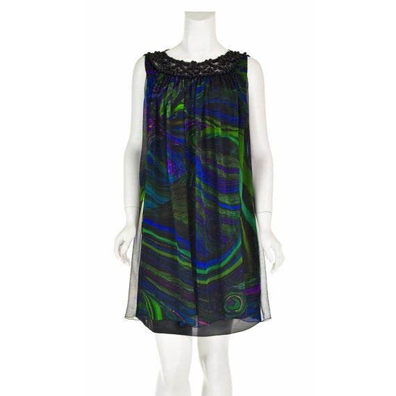 ALBERTA FERRETTI Colorful Impressionist Silk Chif… - image 2