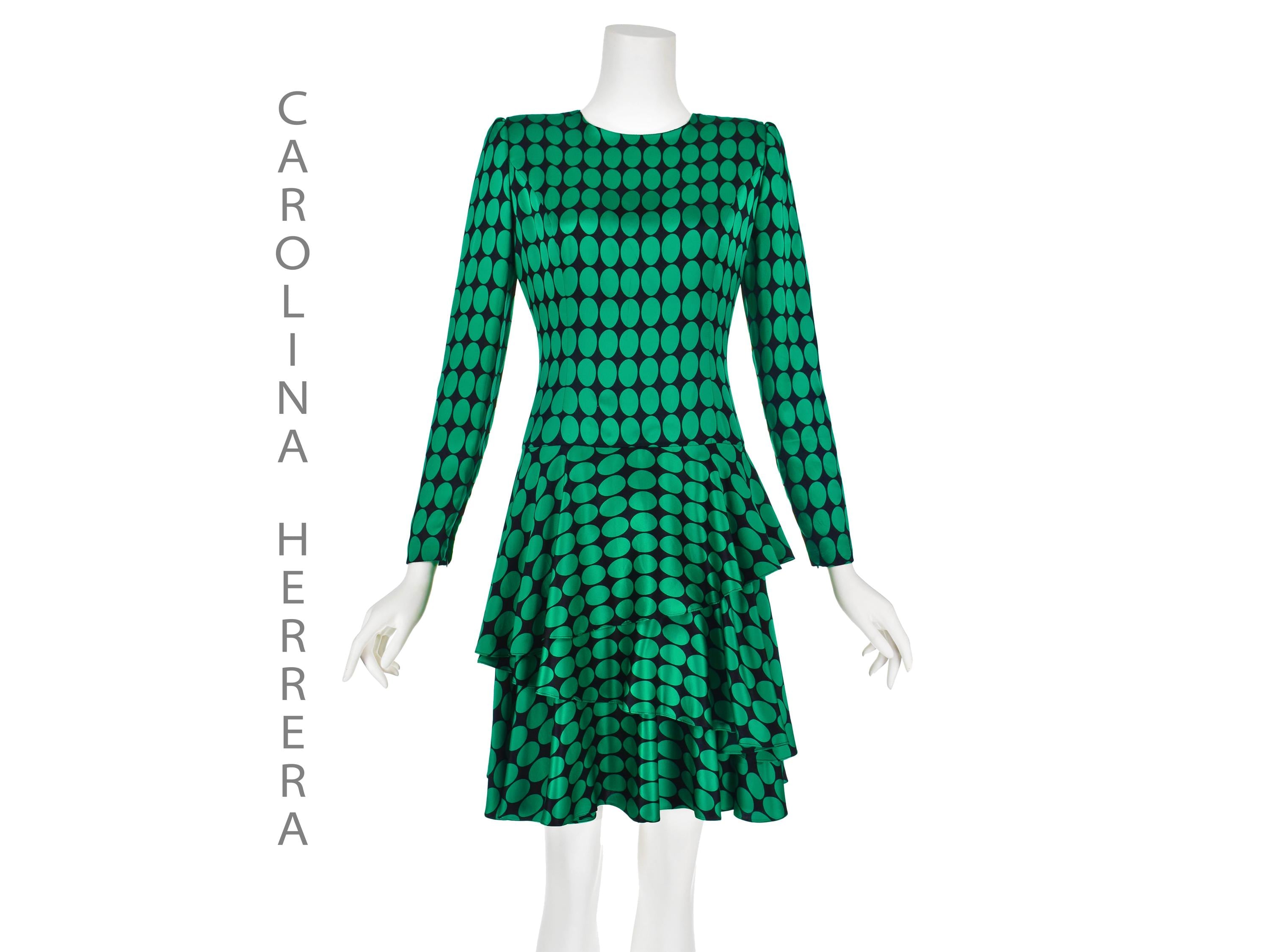 CAROLINA HERRERA Vintage Green & Black Silk Mini Dress, Dropped Waist,  Asymmerical Layered Skirt, Size 6 - Etsy