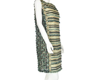 ANNA SUI Vintage Green & Gold Mini Dress, Green Fringe, Size 12 - Etsy