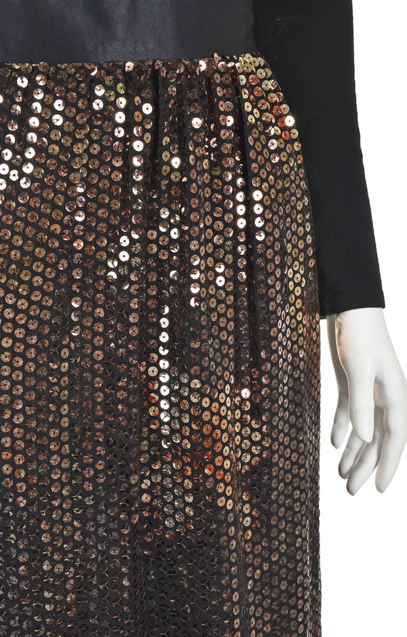 ESCADA Black Midi Skirt Covered in Bronze Paillet… - image 3