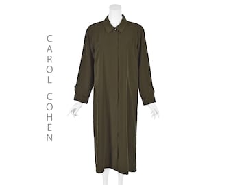 CAROL COHEN Vintage All Weather Coat, Olive Green, Removable Liner (SZ Medium)