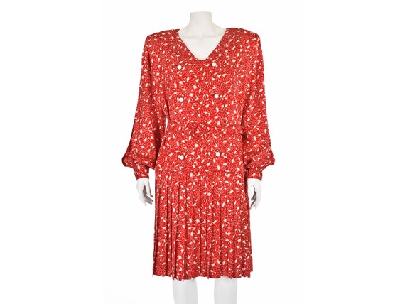 Rare MICHAEL NOVARESE Vintage Red Silk Shift Dres… - image 1