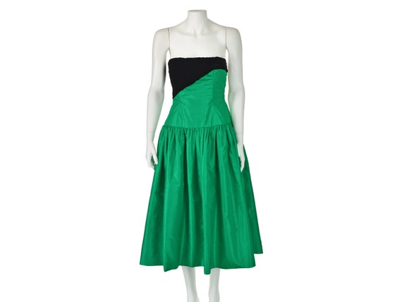 Vintage 1950s Green Silk Taffeta Waltz Length Par… - image 1