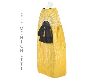 LEE MENICHETTI Rare 1970s Yellow Silk Faille Jeweled Sunburst Evening Cloak, Wearable Art