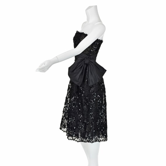 ALBERT NIPON Vintage Black Lace, Sequin, & Taffet… - image 4