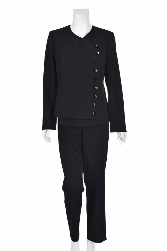 CHANEL Vintage Black Wool Pantsuit with "GABRIELL… - image 2