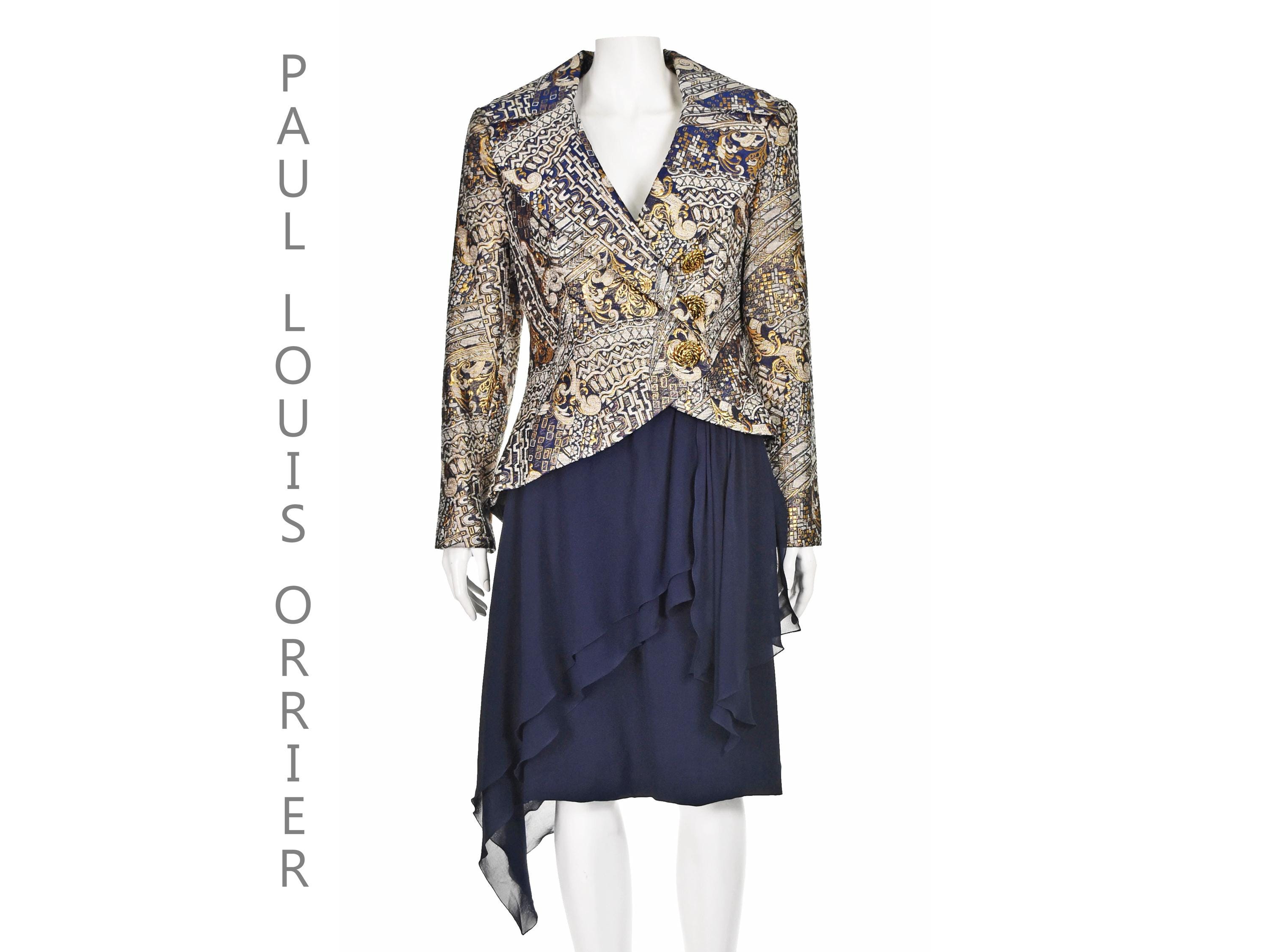 Vintage Paul-louis Orrier Dress Set – Art Deco Jacket, Navy  display picture 1