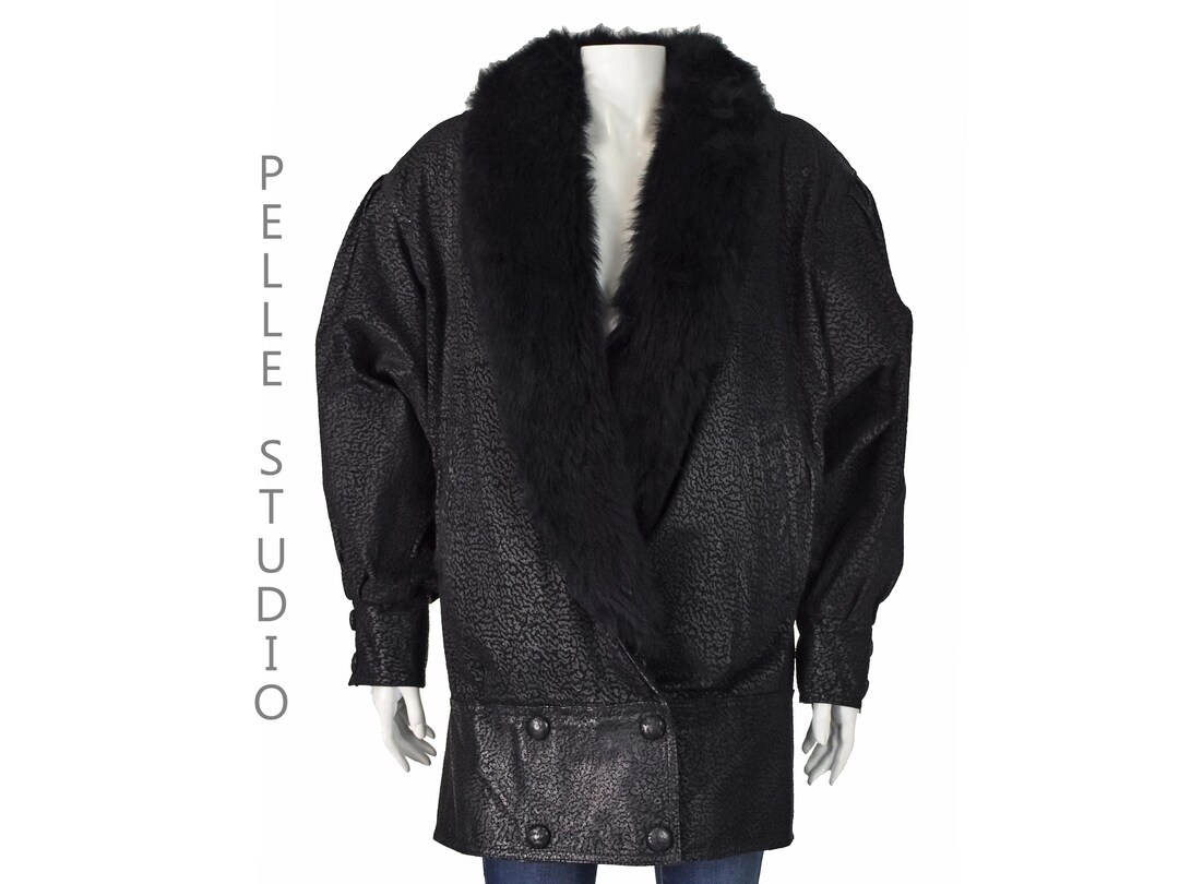 80’s Suede Jacket With Removable Fur Collar By Pelle Studio