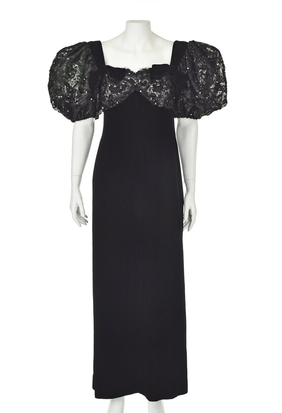 CAROLYNE ROEHM Black Velvet Evening Gown with Seq… - image 2