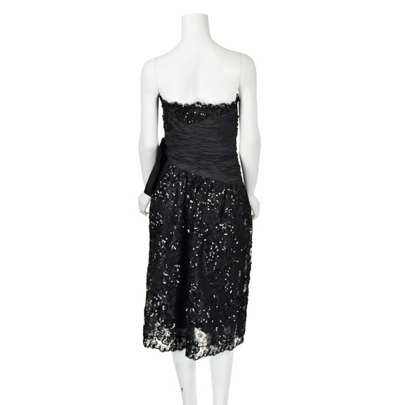 ALBERT NIPON Vintage Black Lace, Sequin, & Taffet… - image 7