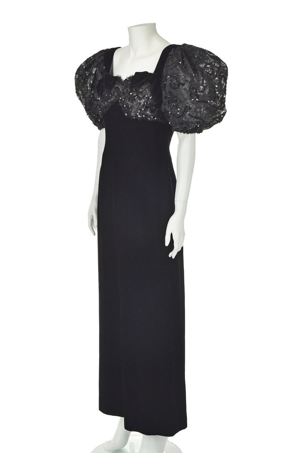 CAROLYNE ROEHM Black Velvet Evening Gown with Seq… - image 3