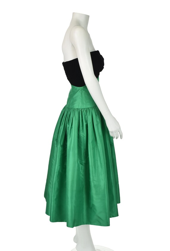 Vintage 1950s Green Silk Taffeta Waltz Length Par… - image 3