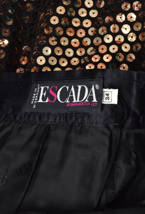 ESCADA Black Midi Skirt Covered in Bronze Paillet… - image 5