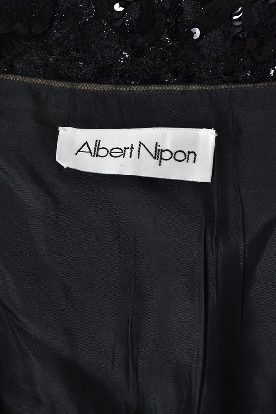 ALBERT NIPON Vintage Black Lace, Sequin, & Taffet… - image 9