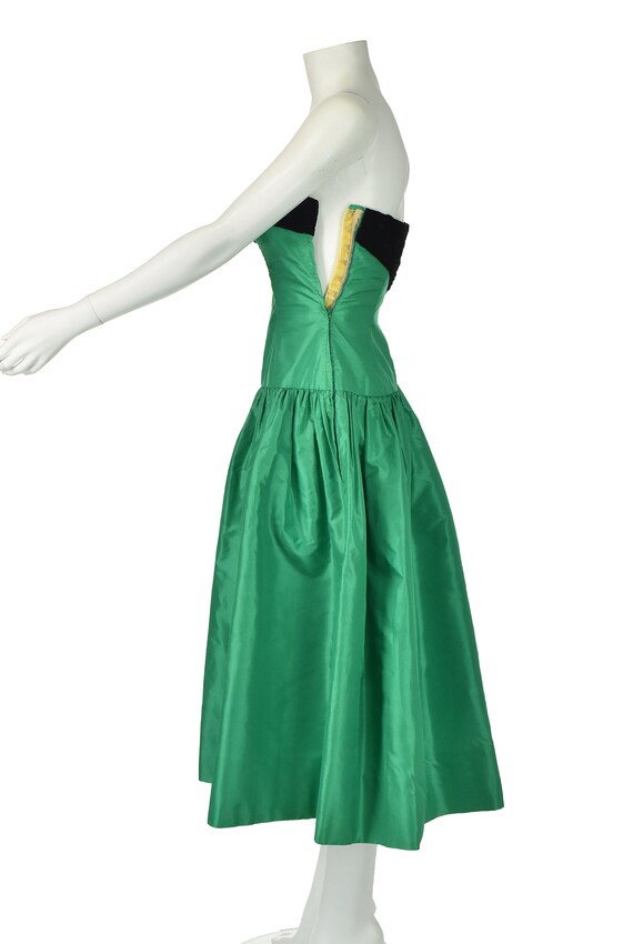 Vintage 1950s Green Silk Taffeta Waltz Length Par… - image 6