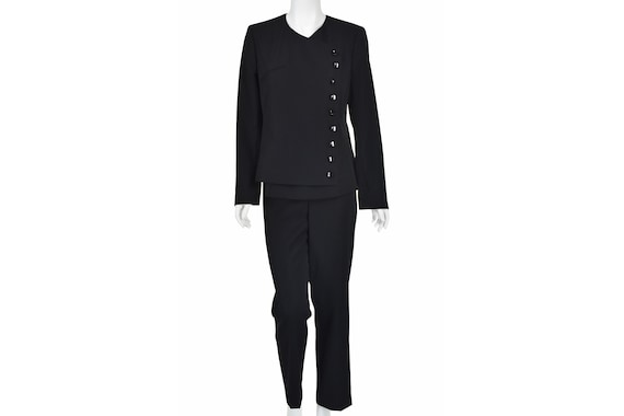 CHANEL Vintage Black Wool Pantsuit with "GABRIELL… - image 1