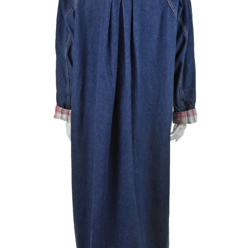 80s GLORIA shops VANDERBILT Vintage Blue Denim Duster Coat
