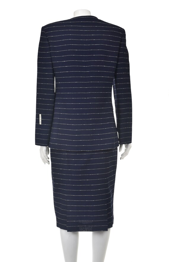 GIANFRANCO FERRE Vintage Navy Wool Crepe with Whi… - image 5