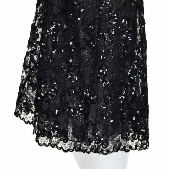 ALBERT NIPON Vintage Black Lace, Sequin, & Taffet… - image 5