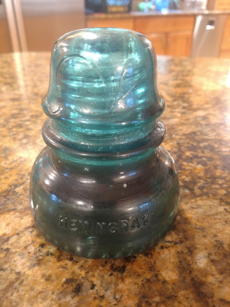 Vintage Hemingray No 40 Aqua Color Glass Insulator Etsy