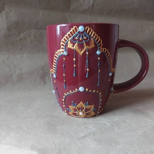 Hand painted coffee cups, mother&#39;s Day gift, Christmas present, custom personalized design, colorful creative hand painted pottery mug
