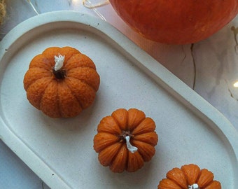 Orange Pumpkin Beeswax Candle: Fall Autumn Decor