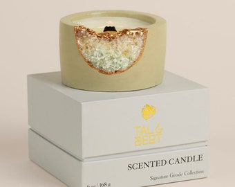 Geode Crystal Soy Candle | Concrete Candle | Birthday Gifts