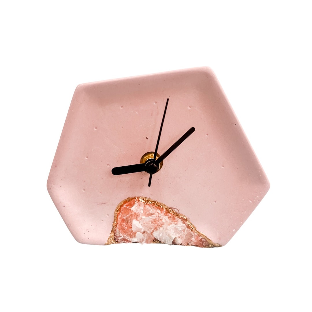 Desk Clock Geode Crystal Work Desk Decor Etsy