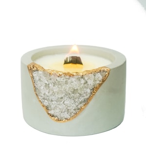 Geode Crystal Soy Candle | Concrete Candle | Floral Scent Candle