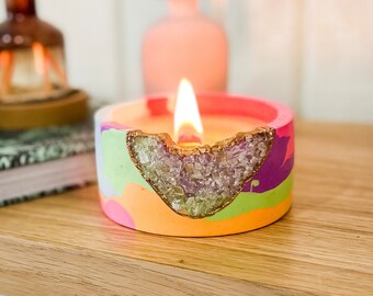 Geode Crystal Soy Candle | Concrete Candle | Christmas Gifts