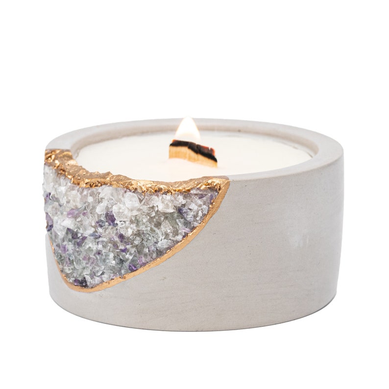 Geode Crystal Soy Candle Concrete Candle Christmas Gifts image 2