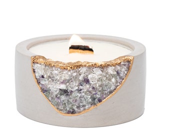 Geode Crystal Soy Candle | Concrete Candle | Christmas Gifts