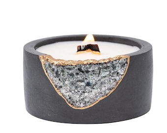 Bougie de soja cristal Geode | Bougie en béton | Cadeaux de Noël