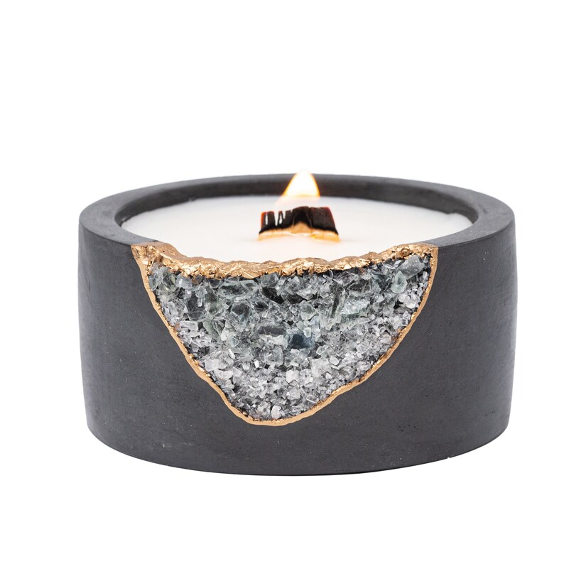Geode Crystal Soy Candle Concrete Candle Christmas Gifts image 1