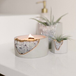 Geode Crystal Soy Candle Concrete Candle Christmas Gifts image 4
