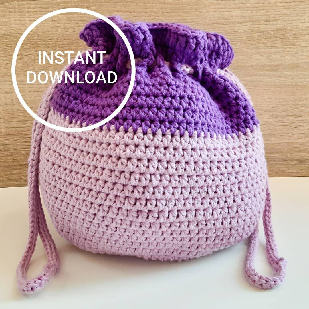 PATTERN Lavender Crochet Drawstring bag Etsy