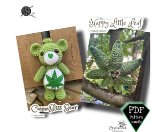 Paquete de patrones de crochet para el oso y la hojita feliz de CannaBliss