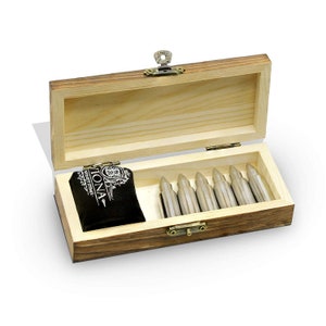 Buviona Bullet Whiskey Stone Rocks Set – Stainless Steel 6 Piece Whiskey Stones Whiskey Chiller SKS Bullets Cubes Gift Set