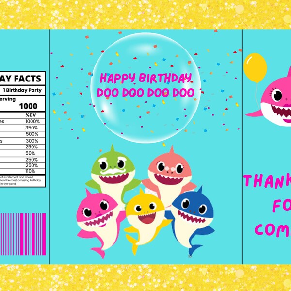 Baby Shark Chip Bag Template - Etsy
