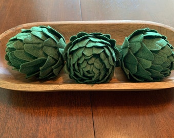 Felt Artichoke: Dark Green Wool Blend, Farmhouse Decor