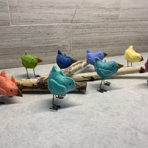 Pastel Tiny Birds w/Wire Legs