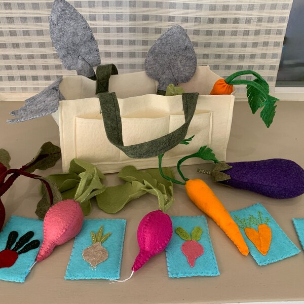 Kid's Felt Garden Tote w/Tools,Seeds and Veggies