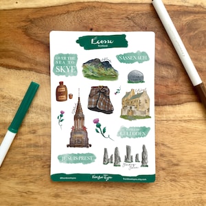 Feuille d'autocollants écossais (autocollants Sassenach, Highlands, Highlands, cadeau, décoration d'agenda, cahier, pense-bêtes, Fraser)