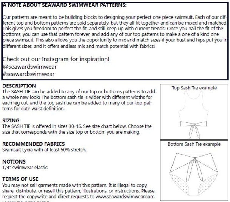 Sash Template.pdf Sash Tie PDF Pattern - ADD ON - Etsy